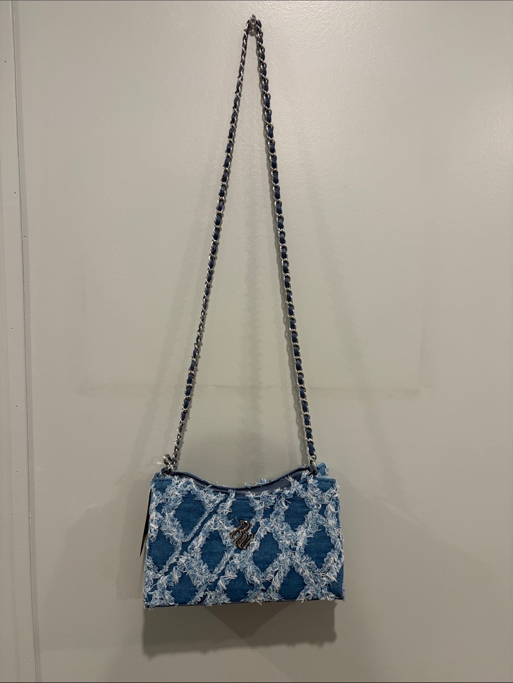 Rocawear Blue Denim Crossbody with Silver Chain